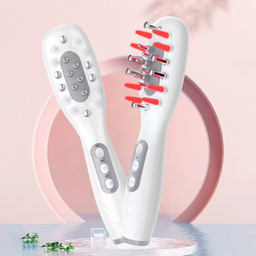 Electric massage comb with 3-color light, 3-speed vibration